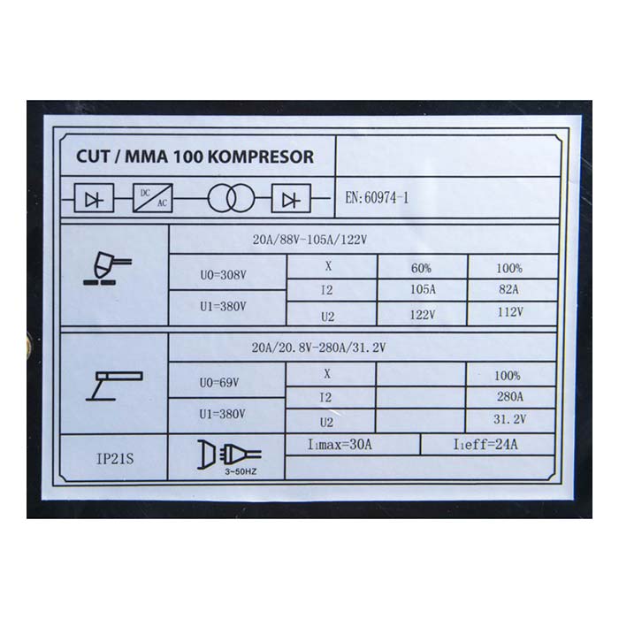 Przecinarka plazmowa Magnum CUT 100 MMA + KOMPRESOR [400V]