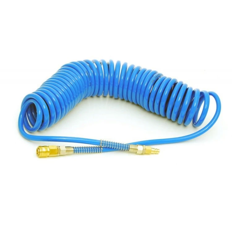 Wąż spiralny poliuretan PU 10x6,5-15m BLU