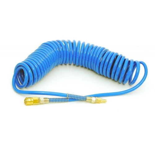 Wąż spiralny poliuretan PU 10x6,5-10m BLU