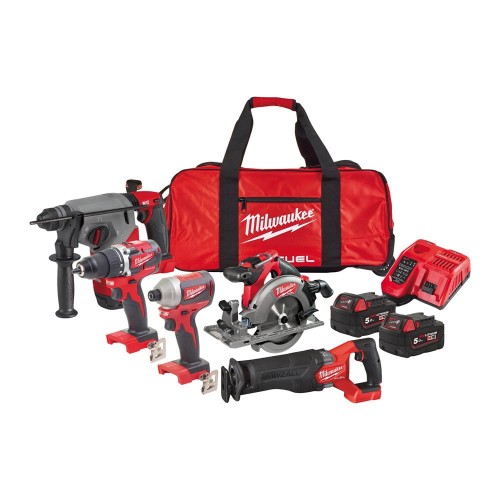 Zestaw narzędzi Milwaukee M18 PP5B-502B AKU 18V (2x 5.0 Ah) - 4933479541
