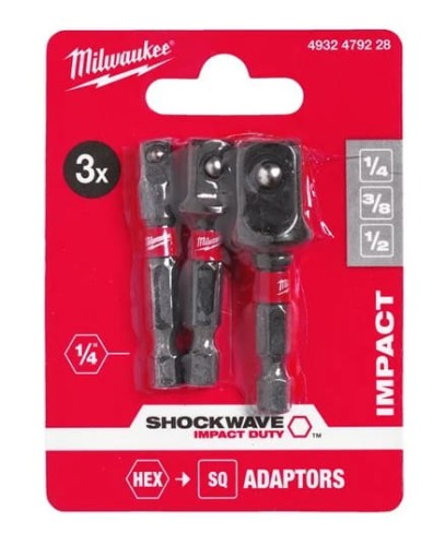Zestaw adapterów 1/4" - 3/8" - 1/2" Milwaukee / 3 elementy - 4932479228