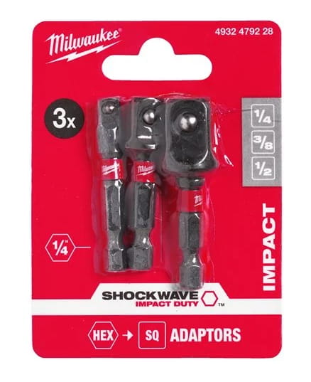 Zestaw adapterów 1/4" - 3/8" - 1/2" Milwaukee / 3 elementy - 4932479228