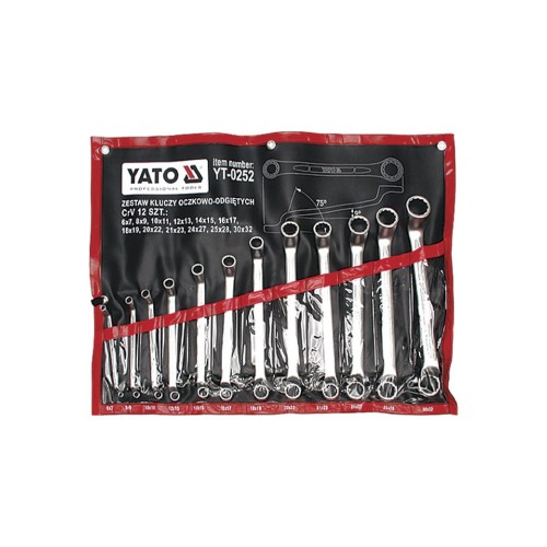 Klucze oczkowo-odgięte 6-32mm Yato YT-0252 / 12 elementów