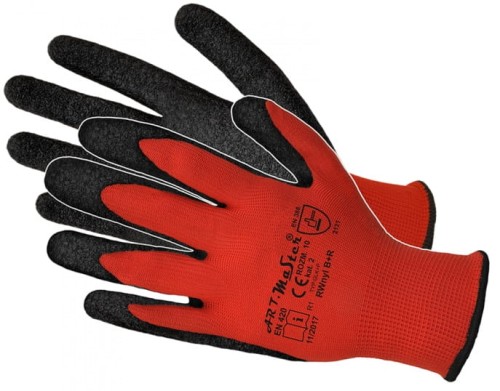 Rękawice robocze powlekane RWNYL / RTELA czerwono-czarne - rozmiar 7