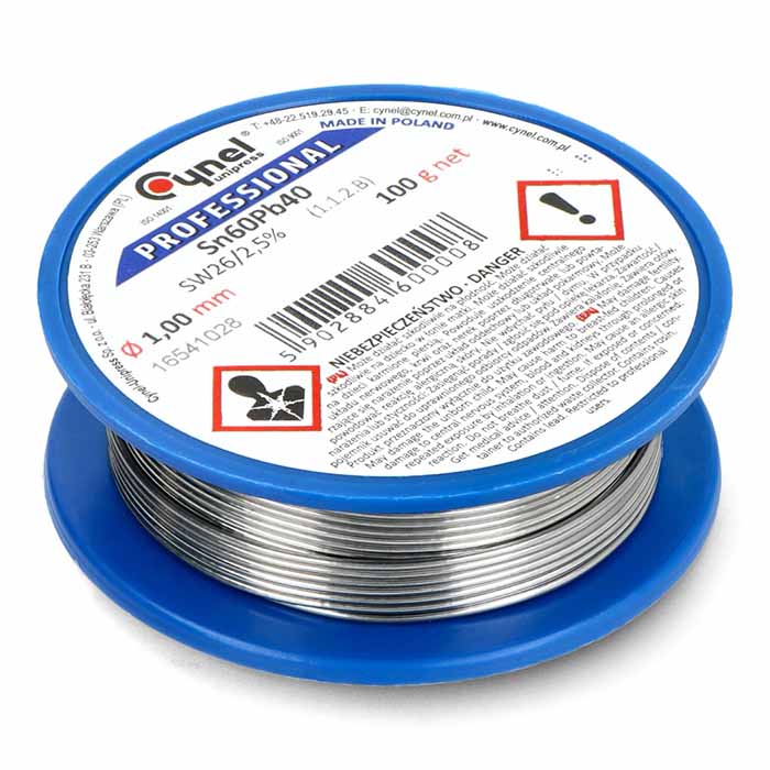 Cyna w rolce 1.0mm 100g - Cynel SW26 Pb60Sn40