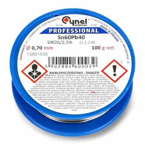 Cyna w rolce 0.7mm 100g - Cynel SW26 Pb60Sn40