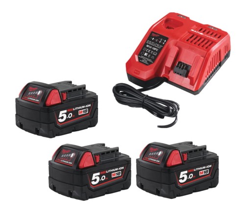 Zestaw ładowarka + 3x akumulator Milwaukee M18/M12 AKU 18V (3x 5.0 Ah) - 4930185021