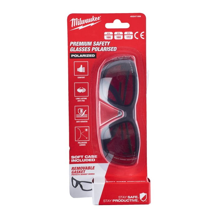 Okulary premium z uszczelką ciemne Milwaukee - 4932471886