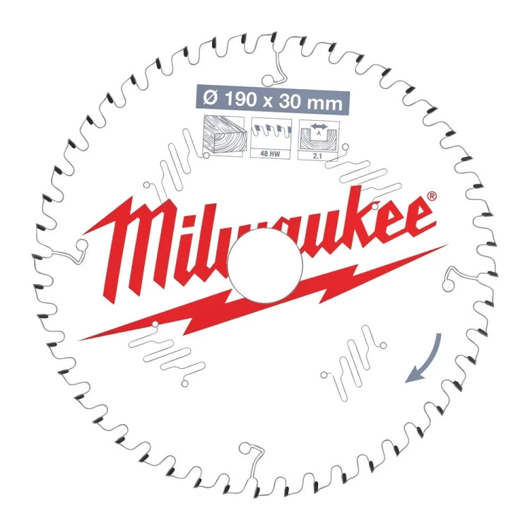 Tarcza pilarska 190mm / 30mm /  2.1mm 48ATB Milwaukee - 4932471380