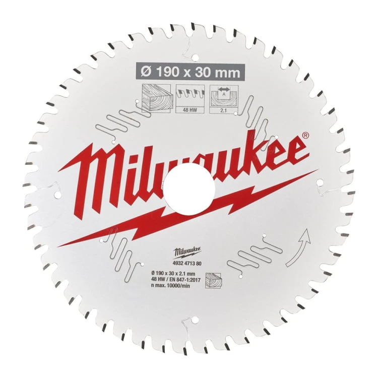 Tarcza pilarska 190mm / 30mm /  2.1mm 48ATB Milwaukee - 4932471380