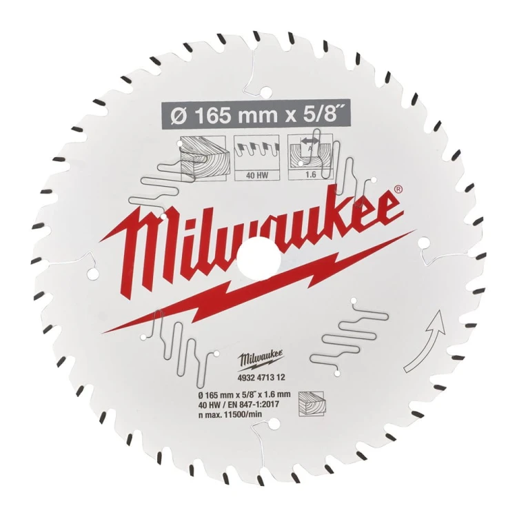 Tarcza pilarska 165mm / 5/8" / 1.6mm Milwaukee 40ATB - 4932471312