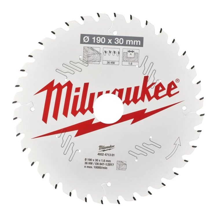Tarcza pilarska 190mm / 30mm / 1.6mm Milwaukee 36ATB - 4932471301