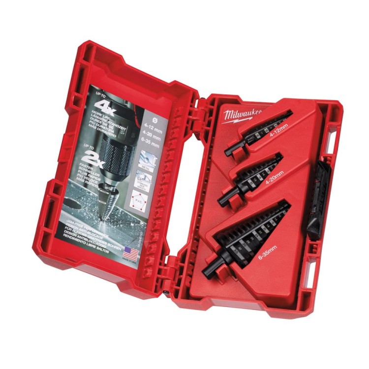 Zestaw wierteł stopniowych 6-40.5mm Milwaukee STEP DRILLS / 3 elementy - 48899399