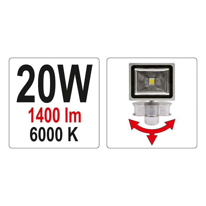 Lampa halogen z czujnikiem LED 12LED 20W Yato YT-81798 [230V]