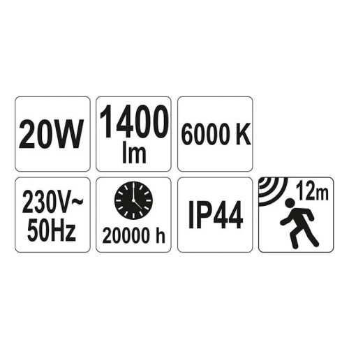Lampa halogen z czujnikiem LED 12LED 20W Yato YT-81798 [230V]