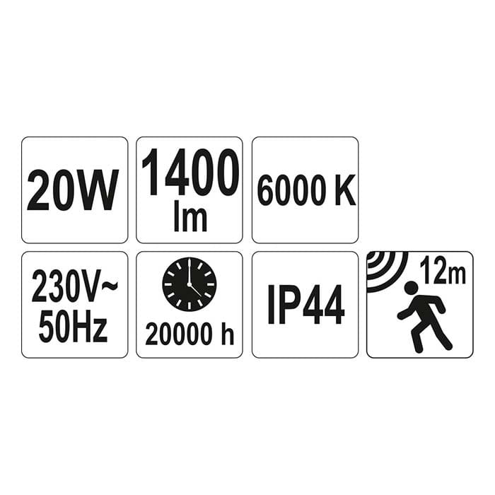 Lampa halogen z czujnikiem LED 12LED 20W Yato YT-81798 [230V]