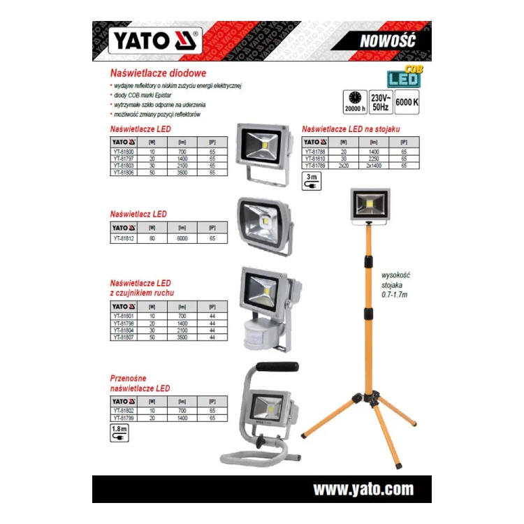 Lampa halogen z czujnikiem LED 12LED 20W Yato YT-81798 [230V]