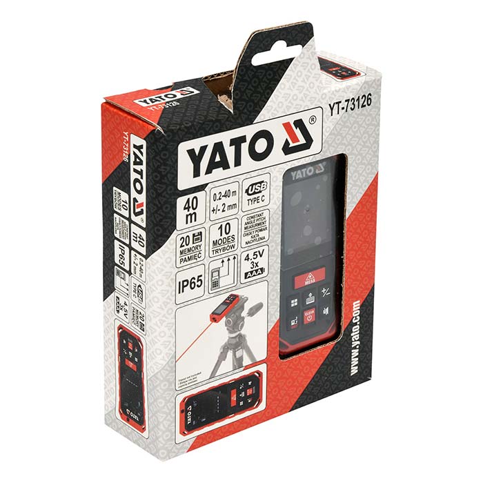Dalmierz laserowy  Yato YT-73126 czerwony (0,2-40m)