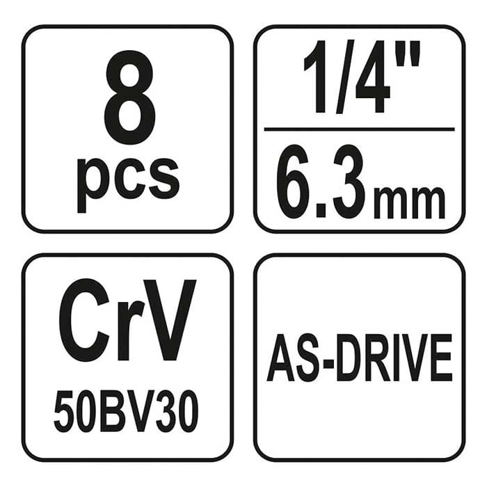 Nasadki 1/4" długie 5-13mm