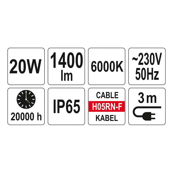 Lampa halogenowa 20W stojak Yato YT-81788 [230V]