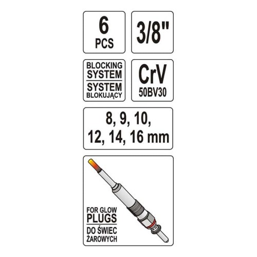 Zestaw kluczy do świec żarowych Yato YT-0534