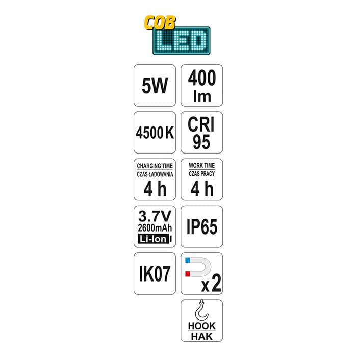 Lampa do dobierania kolorów Yato YT-08509 AKU 3.7V (2.6 Ah)