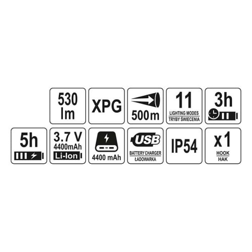 Lampa szperacz wielofunkcyjny 530lm Yato YT-08579 AKU 3.7V (4.4 Ah)
