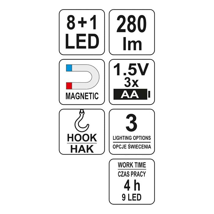 Latarka warsztatowa 2w1 LED Yato YT-08513 alkaliczna (3x AA)