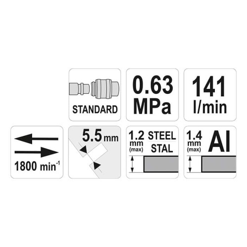 Nożyce do blachy pneumatyczne kątowe Yato YT-09944