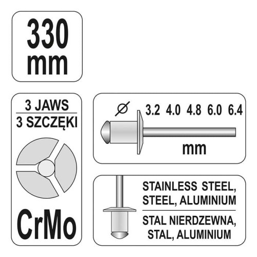 Nitownica dźwigniowa 3.2-6.4mm Yato YT-3609
