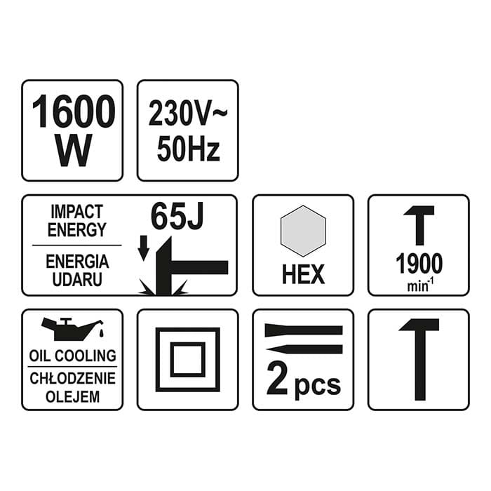 Młot wyburzeniowy 1600W 65J Yato YT-82001 [230V]