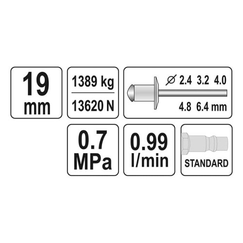 Nitownica pneumatyczna 2.4-6.4 Yato YT-3618
