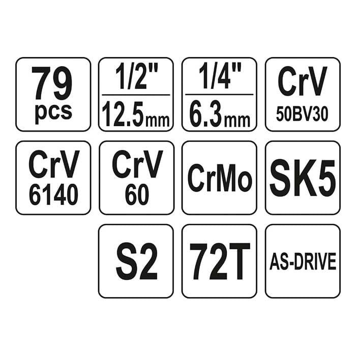 Narzędzia 1/2" 79 el. YT-38911