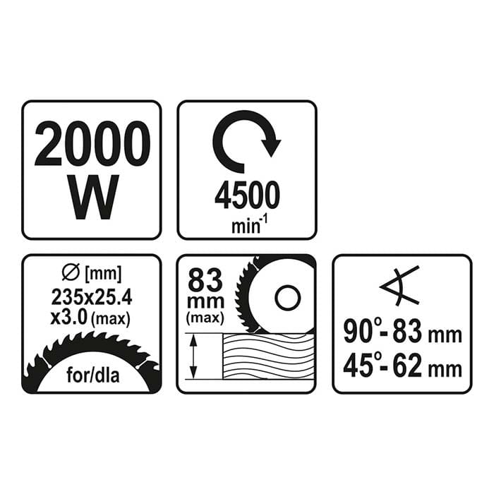 Pilarka tarczowa 235mm 2000W Yato YT-82153 [230V]