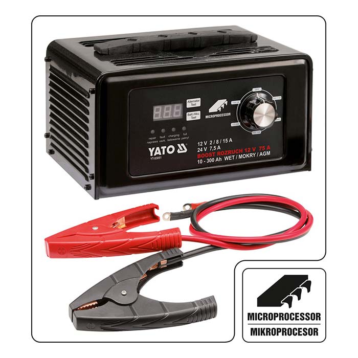 Prostownik z rozruchem 75a 300ah Yato YT-83051