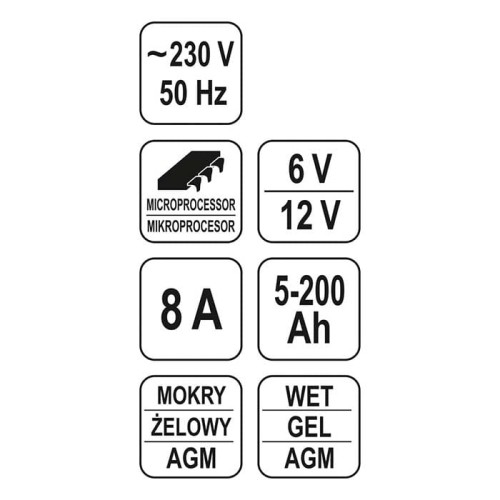 Prostownik elektroniczny Yato YT-8301 6V/12V