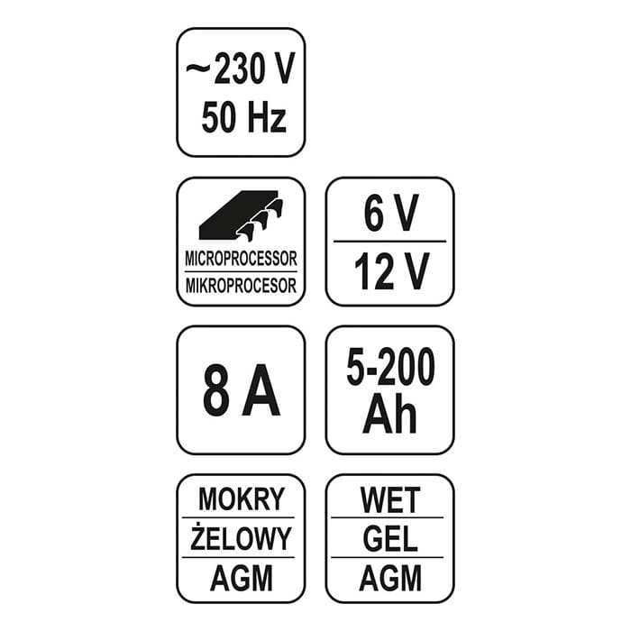 Prostownik elektroniczny Yato YT-8301 6V/12V