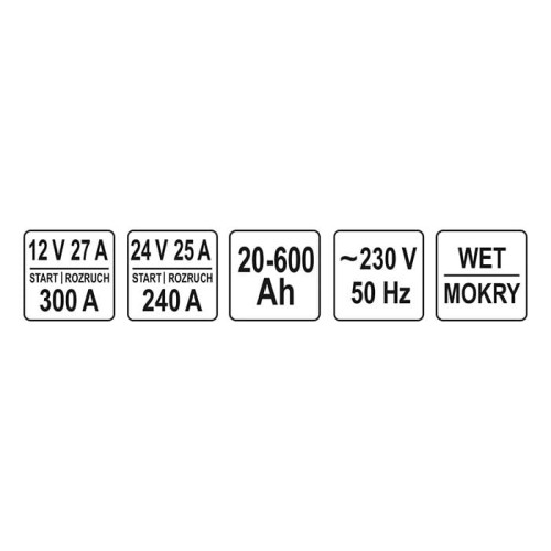 Prostownik z rozruchem 40a/300a 700ah Yato YT-83060