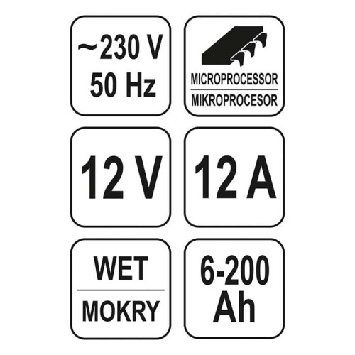 Prostownik elektroniczny Yato YT-8302 12V (6-200 Ah)