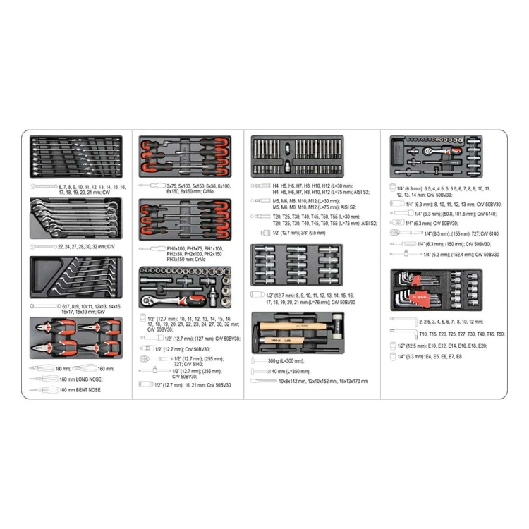 Szafka narzędziowa Yato YT-55307 z 6 szufladami + WYPOSAŻENIE / 185 elementów