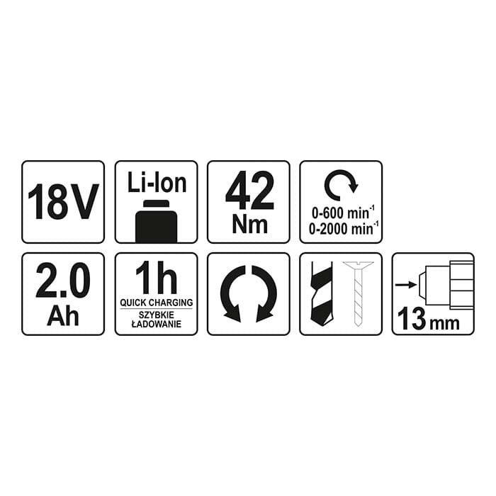 Wiertarko-wkrętarka Yato YT-82794 AKU 18V (2.0 Ah)