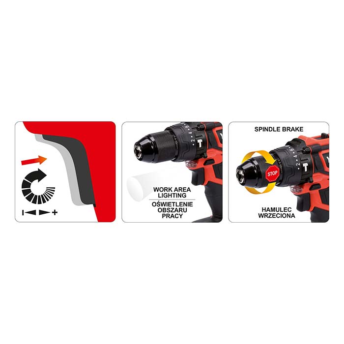 Wiertarko-wkrętarka udarowa Yato YT-82796 AKU 18V (2.0 Ah)