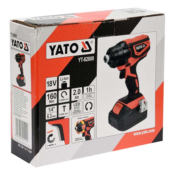 Zakrętarka udarowa 1/4" Yato YT-82800 AKU 18V (2.0 Ah)