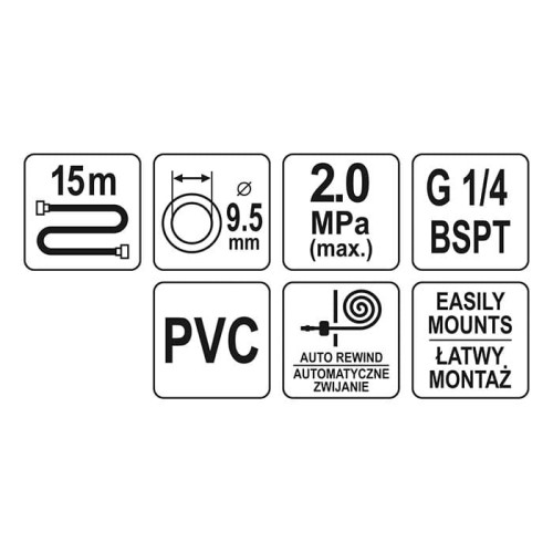 Zwijadło pneumatyczne 15m Yato YT-24250