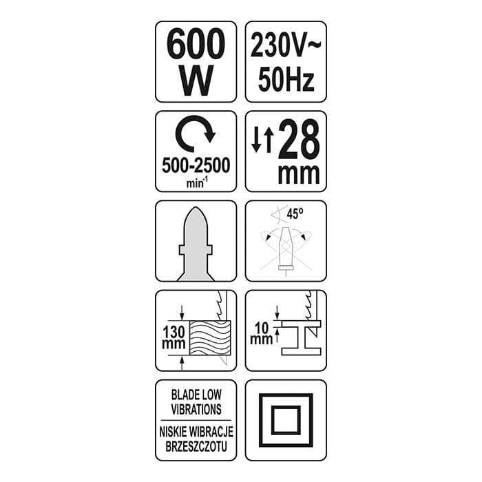 Wyrzynarka niskowibracyjna 600W Yato YT-82273 [230V]