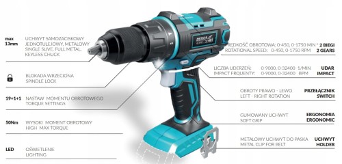 Wiertarko-wkrętarka Dedra DED7042 SAS+ALL AKU 18V (bez aku)