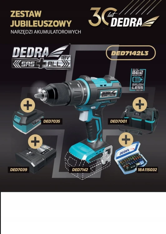 Wiertarko-wkrętarka Dedra DED7142L3 AKU 18V (5.0 Ah)