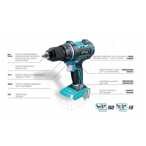 Wiertarko-wkrętarka Dedra DED7041 SAS+ALL AKU 18V (bez aku)