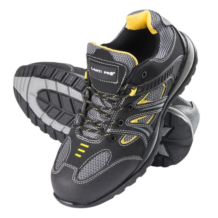 Buty robocze półbuty nubukowo-dzianinowe czarno-żółte Lahti Pro L3040346 - rozmiar 46