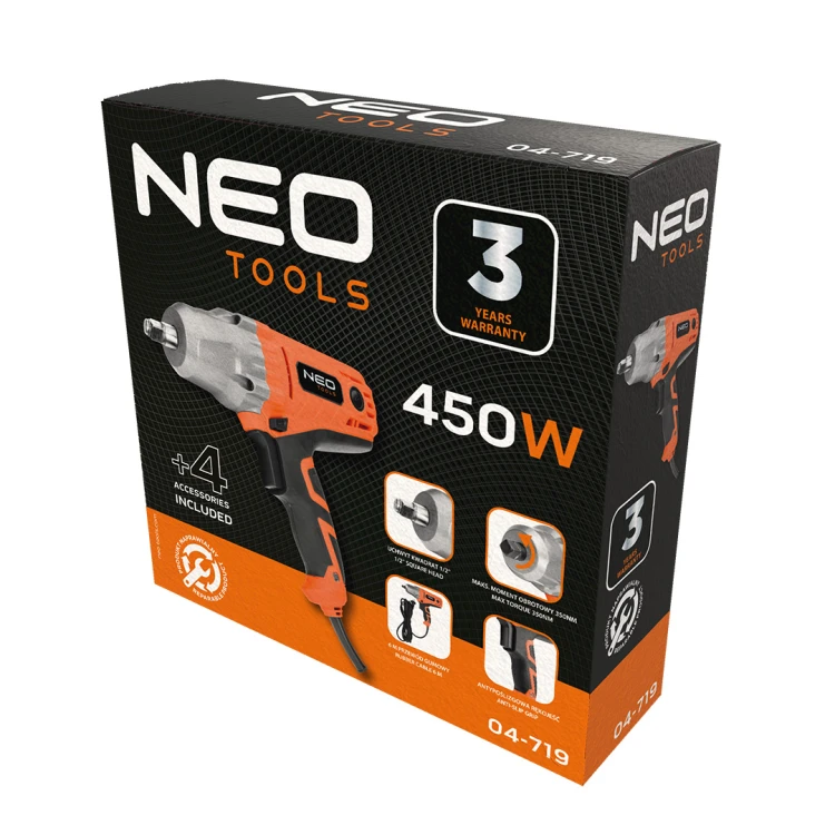 Klucz udarowy 1/2" 350Nm 450W Neo Tools 04-719 [230V]